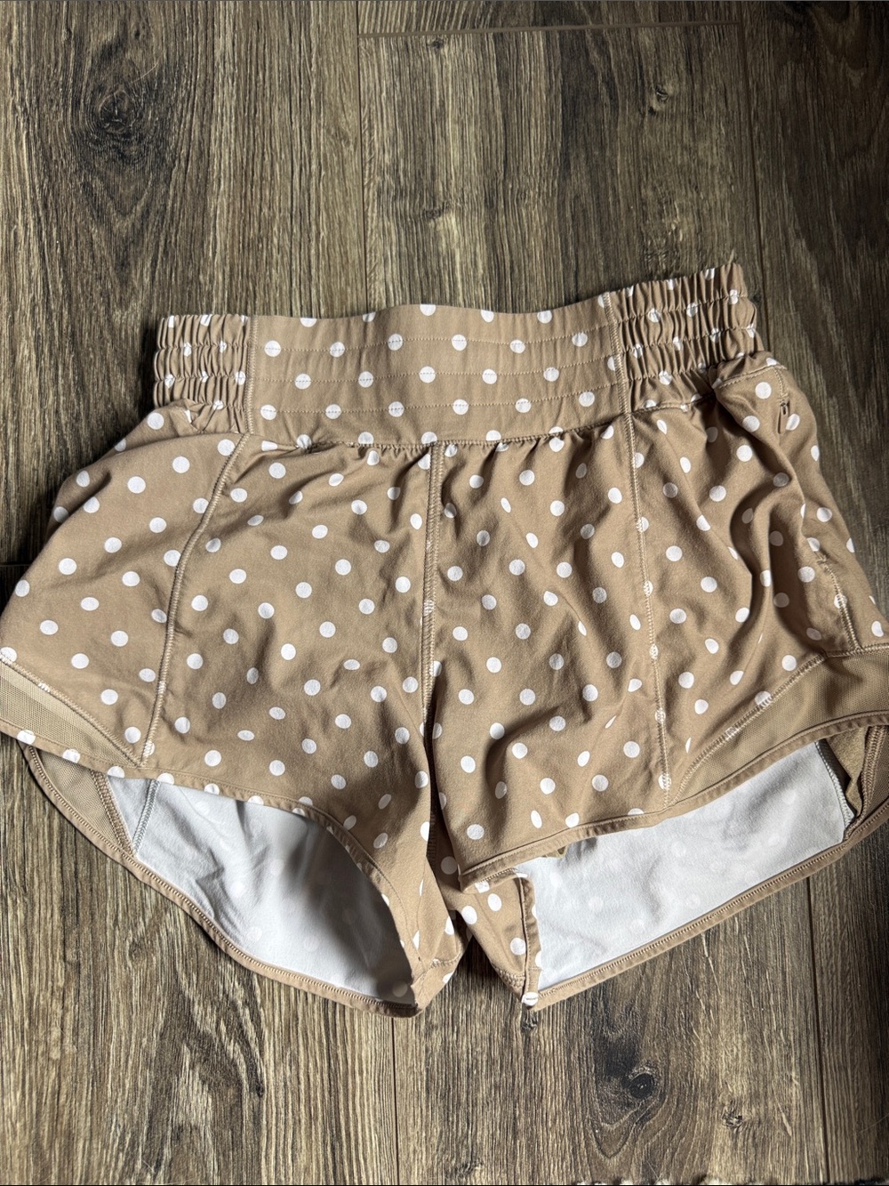 lululemon athletica Beige Polka Dot High-Waist Athletic Shorts